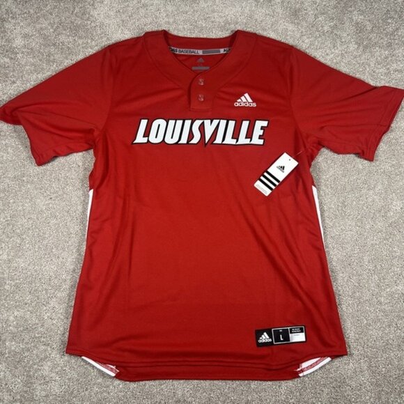 Adidas Louisville Baseball Jersey Red Men's Large NCAA Button Up NWT - Picture 1 of 9